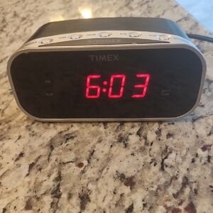 Timex Black and Silver LED Alarm Clock